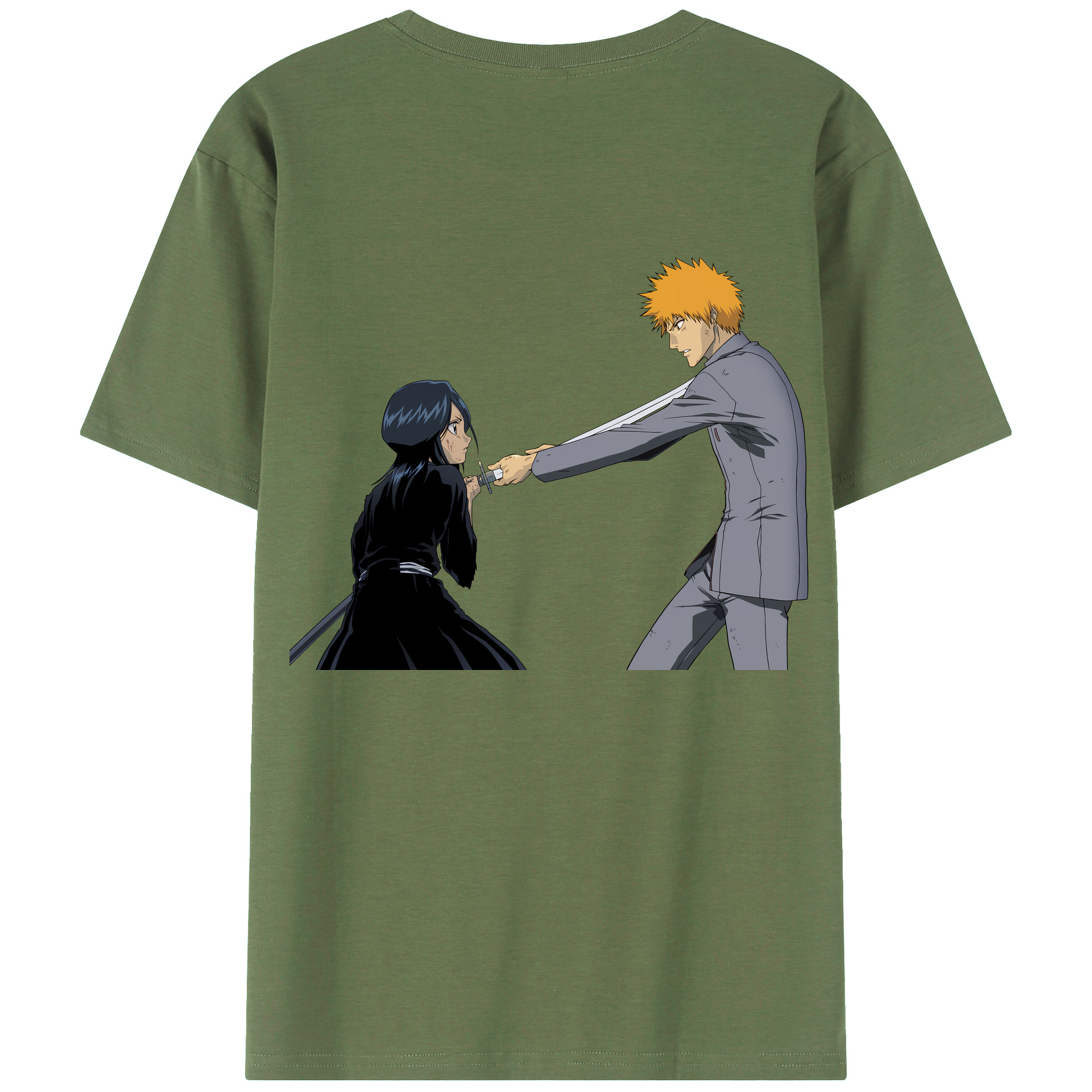 （画像用） ブリーチ 朽木ルキア BLEACH Kuchiki Rukia 綿100％ メンズ半袖Tシャツ（バックプリント） 通気性